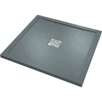 Linie Lido douchebak 80 x 80 cm composietmarmer donkergrijs leisteenstructuur