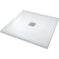 Linie Lido douchebak 90 x 90 cm composietmarmer mat wit leisteenstructuur