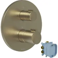 Blaufoss Smartbox Round inbouw thermostaat 2 of 3 uitgangen Brushed Champagne Gold incl. inbouwelement