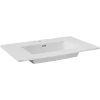 Storke Kera enkele wastafel Glanzend witte porselein 85 x 52 cm, afvoerplug inbegrepen