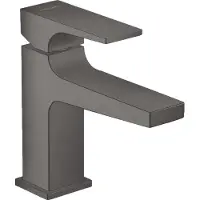 Hansgrohe Fonteinkraan metropol eengreeps 100 met rechte greep en push-open afvoer geborsteld zwart chroom