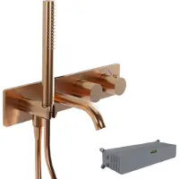 Blaufoss Round inbouw badkraan thermostatisch met handdouche Brushed Rosegold incl. inbouwelement
