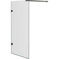 Luca Varess Solid badwand 95 cm helder glas geborsteld Gunmetal profiel