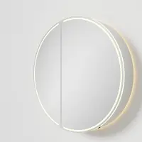 Balmani Mara spiegelkast Rond Ø 80 mat wit met spiegelverlichting en anti-damp