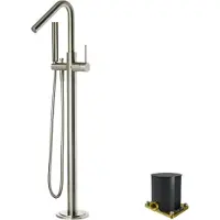 Blaufoss Round Move vrijstaande badkraan Brushed CoolMetal