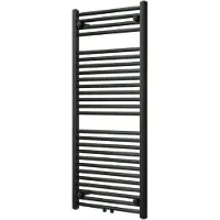 VIPERA Kanza enkele handdoekradiator 50 x 120 cm centrale verwarming mat zwart zij- en middenaansluiting 691W