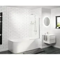 Linie Milos enkele badwand 85 cm met glanzend chroom profiel