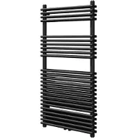 VIPERA Alegria dubbele handdoekradiator 60 x 120 cm centrale verwarming mat zwart zij- en middenaansluiting 1.327W