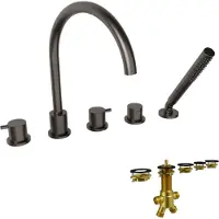 Blaufoss Round 5-gats Badrandkraan Brushed GunMetal Incl. handdoucheset