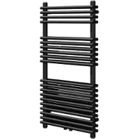 VIPERA Alegria dubbele handdoekradiator 50 x 100 cm centrale verwarming mat zwart zij- en middenaansluiting 929W