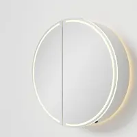 Balmani Mara spiegelkast Rond Ø 60 mat wit met spiegelverlichting en anti-damp
