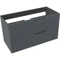 Linie Ribbo zwevende wastafelonderkast 100 x 46 cm blauw antraciet 2 lades