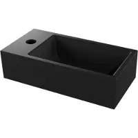 Luca Varess Cubic midi handenwasser Mat Zwart Porselein 40,5x20cm links