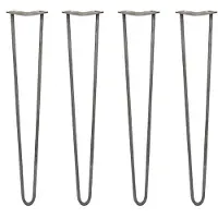 Monster 4 x 71cm Hairpin retro pootjes tafelpoten pinpoten - 2 staven - 12mm - ruw staal