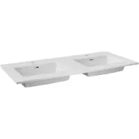 Storke Kera dubbele wastafel Glanzend witte porselein 120 x 52 cm, inclusief crepine