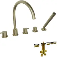 Blaufoss Round 5-gats Badrandkraan brushed champagne gold Incl. handdoucheset