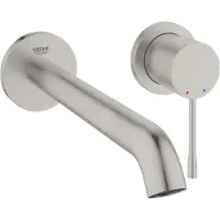 GROHE Essence new m size afdekset 2 gats wand wastafelkraan uitloop 23cm supersteel