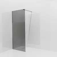 Balmani Modular inloopdouche: 90 x 200 cm, Rookglas met matte strook met coating, Brushed Inox profielen