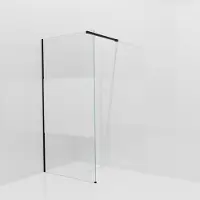 Balmani Modular inloopdouche: 100 x 200 cm, Helder glas met matte strook, Mat zwarte profielen
