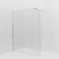 Balmani Modular inloopdouche: 160 x 200 cm, Helder glas afgerond met coating, Brushed Champagne Gold profielen