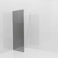 Balmani Modular inloopdouche: 80 x 200 cm, Rookglas met matte strook met coating, Mat witte profielen