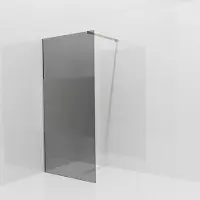 Balmani Modular inloopdouche: 100 x 200 cm, Rookglas met matte strook met coating, Brushed CoolMetal profielen