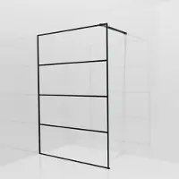 Balmani Modular inloopdouche: 140 x 200 cm, Lined met coating, Mat zwarte profielen