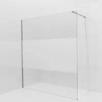 Balmani Modular inloopdouche: 180 x 200 cm, Helder glas met matte strook met coating, Brushed CoolMetal profielen