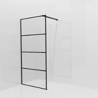 Balmani Modular inloopdouche: 100 x 200 cm, Lined, Mat zwarte profielen