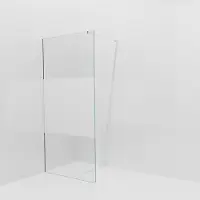 Balmani Modular inloopdouche: 100 x 200 cm, Helder glas met matte strook met coating, Hoogglans chroom profielen