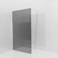 Balmani Modular inloopdouche: 120 x 200 cm, Rookglas met matte strook, Hoogglans chroom profielen