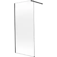 Balmani Modular inloopdouche: 100 x 200 cm, Permafrost met coating, Mat zwarte profielen
