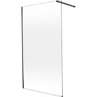 Balmani Modular inloopdouche: 120 x 200 cm, Permafrost met coating, Mat zwarte profielen