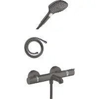 Hansgrohe Ecostat Comfort Opbouw badkraan brushed black chrome Incl. handdoucheset