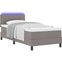 vidaXL Boxspring bed met LED-stripverlichting Taupe 90 x 200 cm Stof