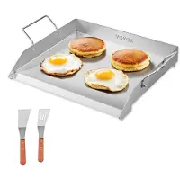 Vevor Grillplaat Grillpan van roestvrij staal Universele rechthoekige plaat (448 x 370 mm) met vlakke bovenkant