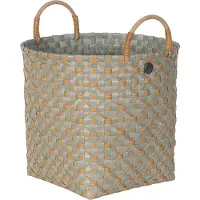 Handed By - Opbergmand met hengsels - Opberger - Mand - Woonkamer - Kinderkamer - Badkamer - Decoratief - Ivy & Rose medium- matcha green met ecru patroon