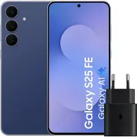 Samsung Galaxy S25 FE 256GB Donkerblauw 5G + Oplader 25 Watt Zwart