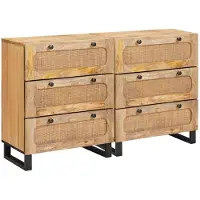 vidaXL Dressoir 2 st 60 x 33 x 75 cm Massief Mango Hout Bruin
