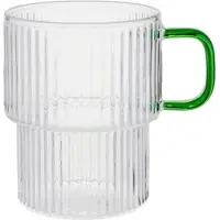 Chiato Gegroefd latte glas met groen oor , 300 ml – Transparant