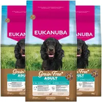 Eukanuba 3x Hondenvoer Droog Grain Free Adult All Sizes Hert 3 kg