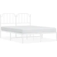 vidaXL Bedframe met hoofdbord metaal wit 135x190 cm