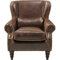 Vente-Unique.nl Fauteuil 100% leer EDOUARD - Bruin