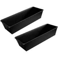 Zenker 9808350 Set van 2 Rechthoekige cakevormen, broodvorm, toastbroodvorm, rechthoekige taartvorm, bakvorm, staal, zwart, 25 x 11,5 x 7 cm