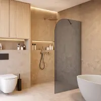 Saniclear Dawn afgeronde inloopdouche 90cm geborsteld koper met rookglas