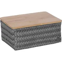 Handed By - Opbergmand met deksel - Mand - Opberger - Speelgoedmand - Woonkamer - Kinderkamer - Babykamer - Top Fit medium high - donkergrijs - dark grey