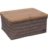 Handed By Opbergmand met bamboe deksel - Mand - Speelgoedmand - Woonkamer - Kinderkamer - Luiertafel - Babykamer - -Top Fit large - bruin - taupe