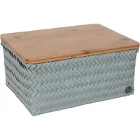 Handed By Opbergmand met bamboe deksel - Mand - Speelgoedmand - Woonkamer - Kinderkamer - Luiertafel - Babykamer - -Top Fit large - lichtgroen - eucalyptus