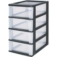 Iris Organizer Chest ladesysteem - 4 lades - 4 x7L - Kunststof - Zwart/Transparant
