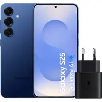 Samsung Galaxy S25 128GB Donkerblauw 5G + Oplader 25 Watt Zwart